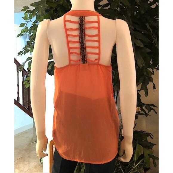 DAYTRIP- WOMENSORANGE TOP FULLY LINED EMBELLISHED BEADS ON BACK SIZE MEDIUM the - Picture 2 of 4